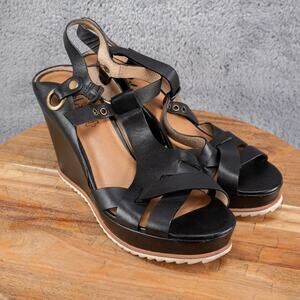 BIALA LEATHER BUCKLE WOMENS SHOES/SANDALS WEDGE HEEL BLACK SIZE 10 M